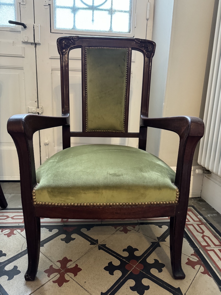 Paire de Fauteuils Art Nouveau -photo-1