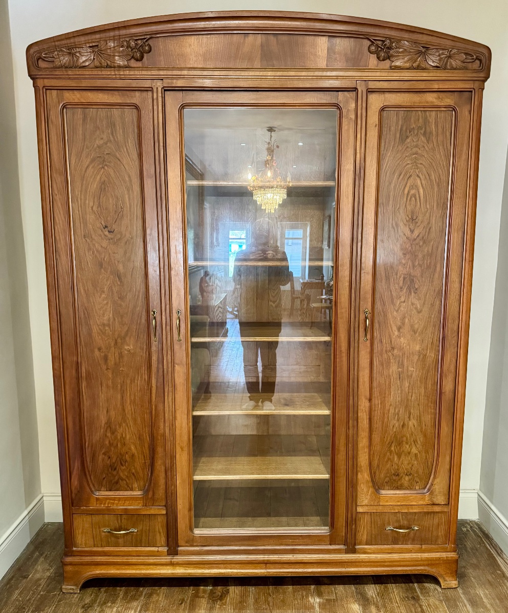 Art Nouveau "école De Nancy" Display Bookcase-photo-2