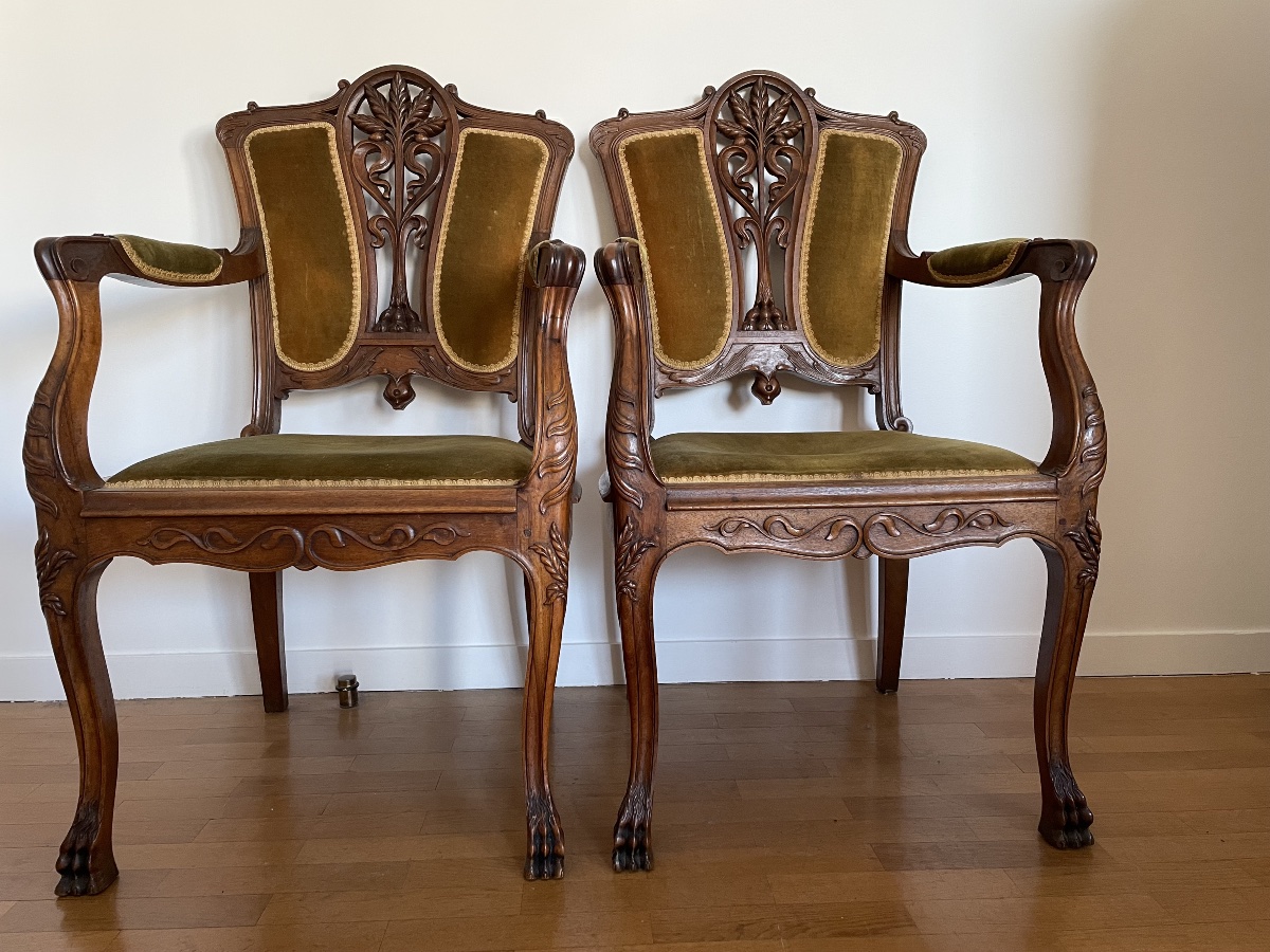 Pair Of Art Nouveau Armchairs -photo-5