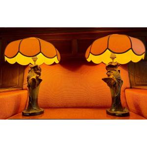 Paire de Lampes Art Nouveau