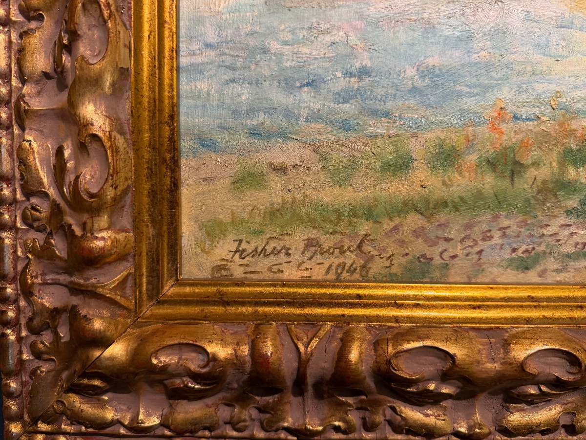 Scène portuaire, huile sur toile — Margaret Fisher Prout, 1946-photo-2