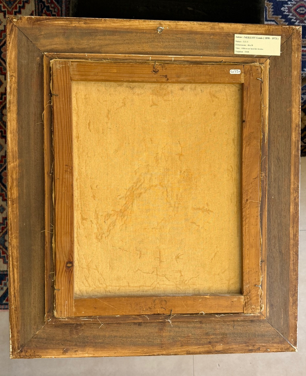 Arbres en bord de rivière, huile sur toile — Louis Neillot, 1948-photo-3