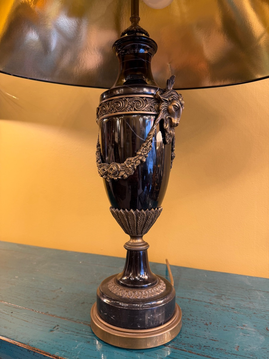 Paire de lampes en marbre noir et bronze doré, style Empire — XXe siècle-photo-4