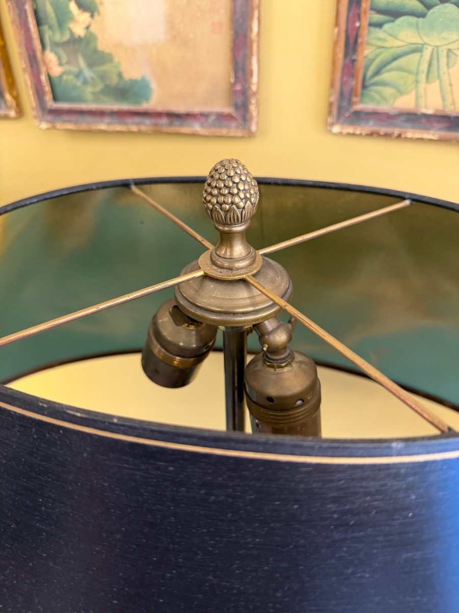 Paire de lampes en marbre noir et bronze doré, style Empire — XXe siècle-photo-1