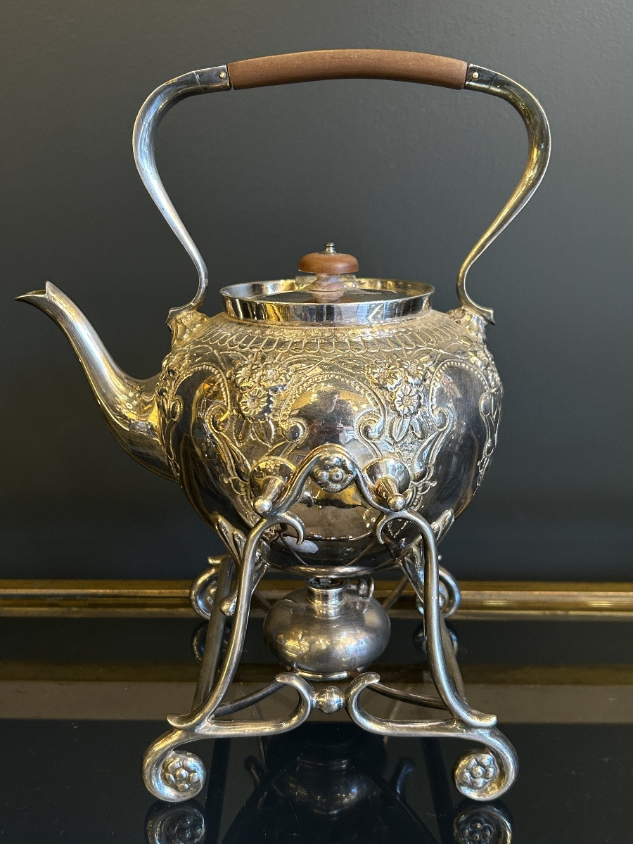 Set Of Teapots, Silver-plated Metal, 20th Century-photo-2