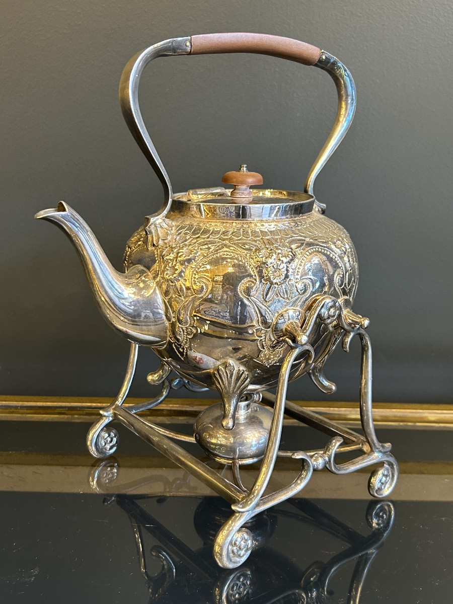 Set Of Teapots, Silver-plated Metal, 20th Century-photo-3