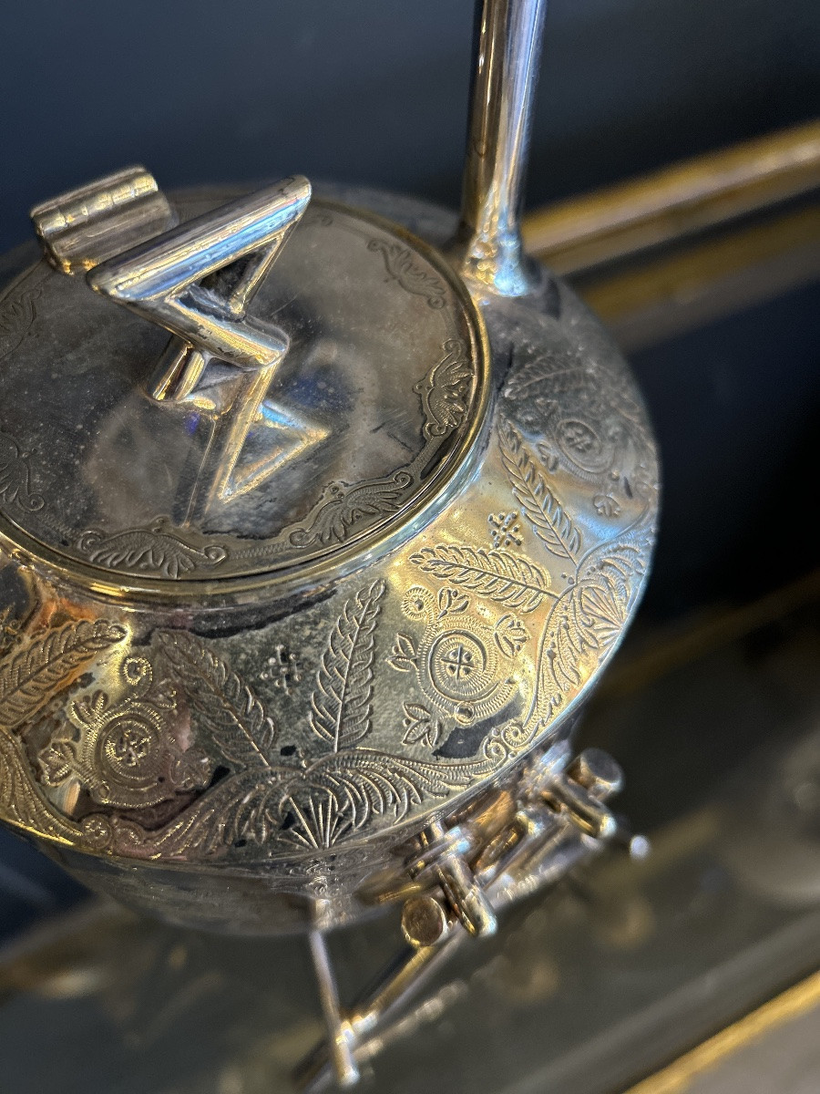 Set Of Teapots, Silver-plated Metal, 20th Century-photo-6