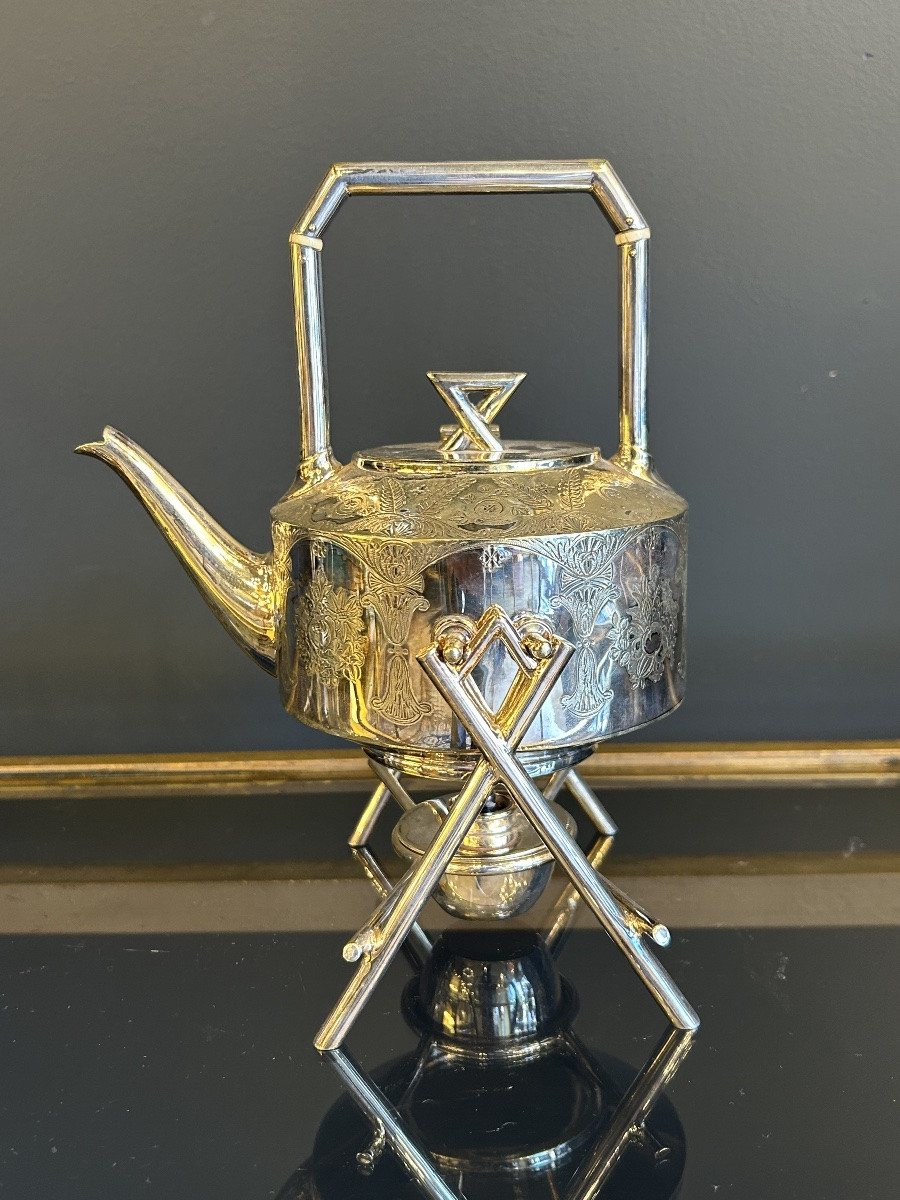 Set Of Teapots, Silver-plated Metal, 20th Century-photo-8
