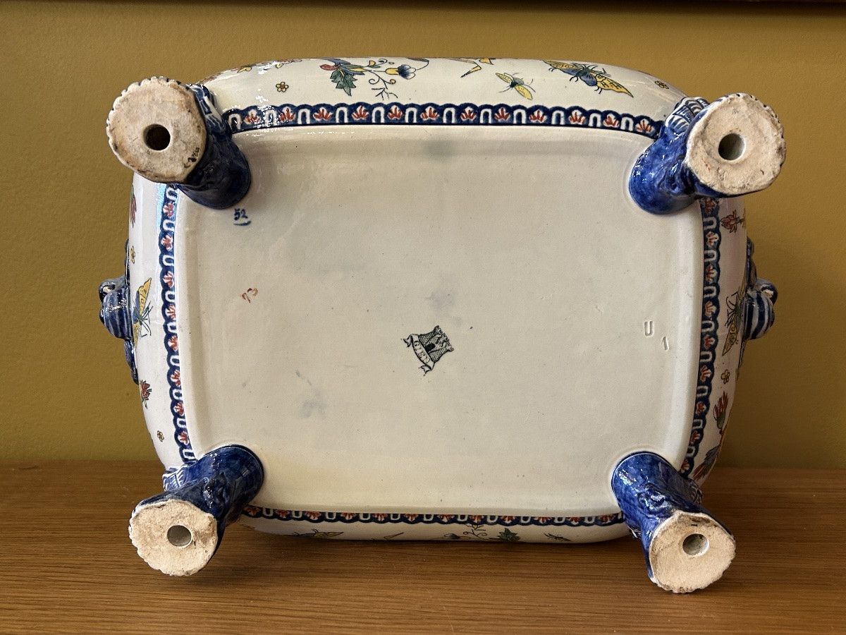 Polychrome Earthenware Planter - Gien, 19th-20th Century-photo-2