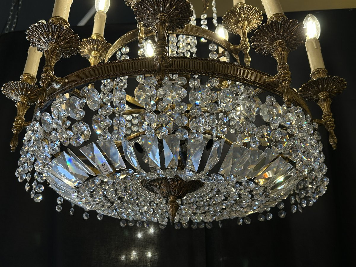 Lustre à 20 bras en bronze doré, style Empire — XXe siècle-photo-3