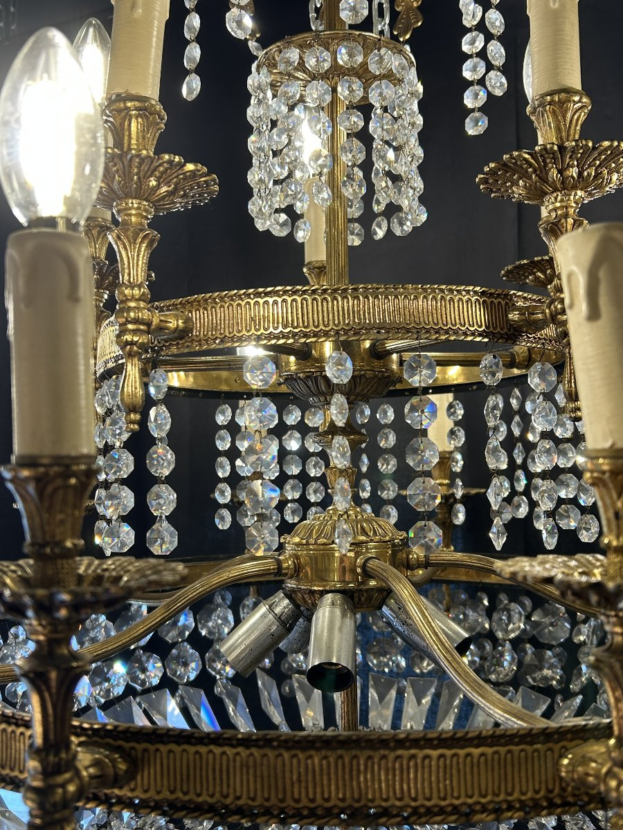 Lustre à 20 bras en bronze doré, style Empire — XXe siècle-photo-4