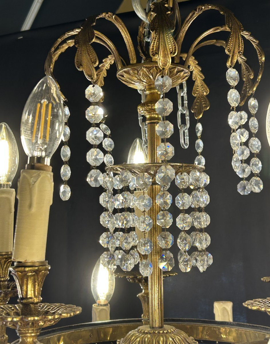 Lustre à 20 bras en bronze doré, style Empire — XXe siècle-photo-1