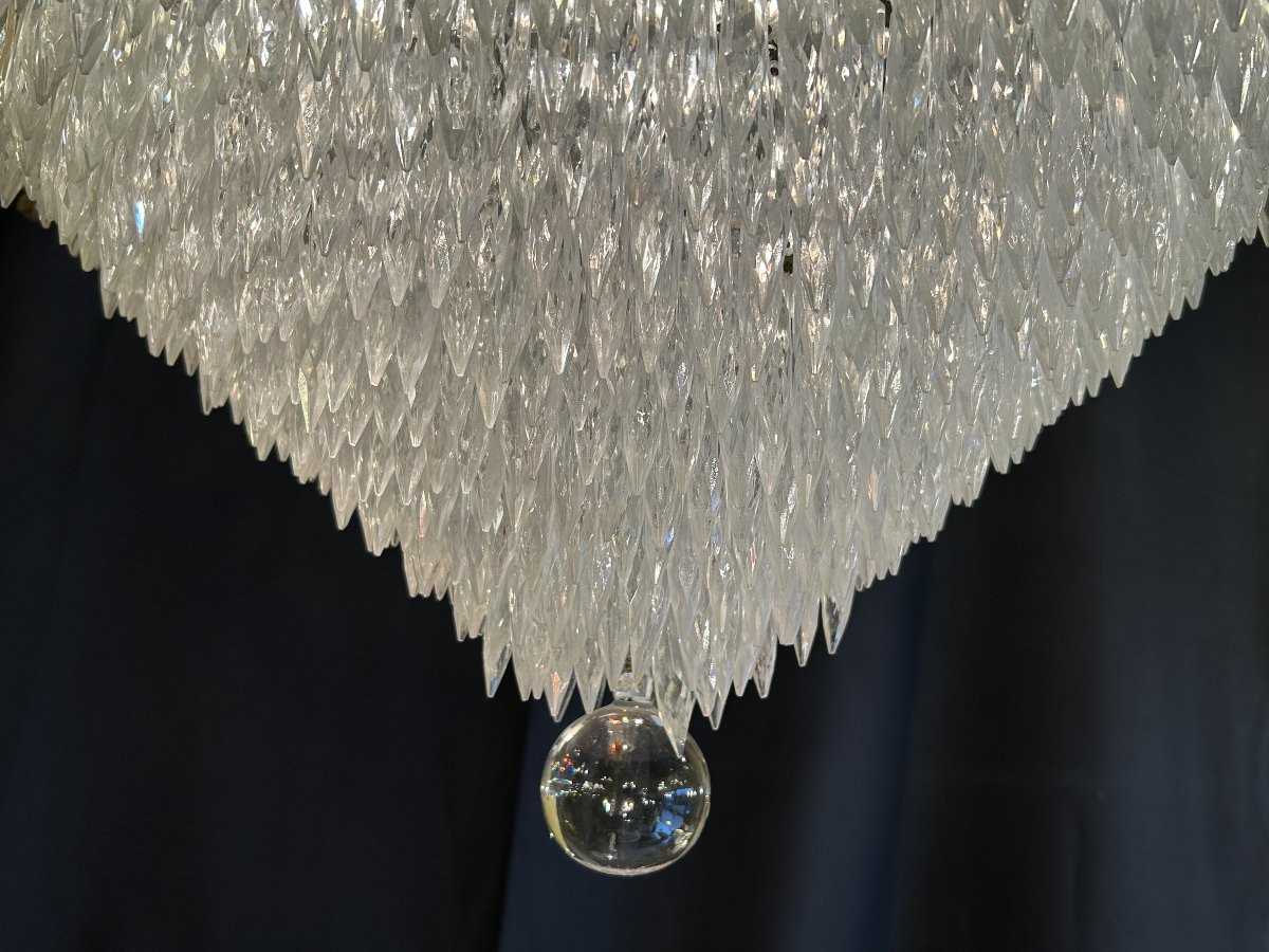 Lustre montgolfière en bronze et cristal, style Empire — XIXe–XXe siècle-photo-2
