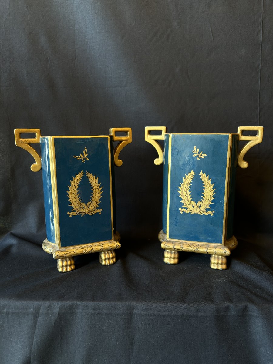 Paire de vases, décor Empire, manufacture Jaget & Pinon — XXe siècle-photo-3