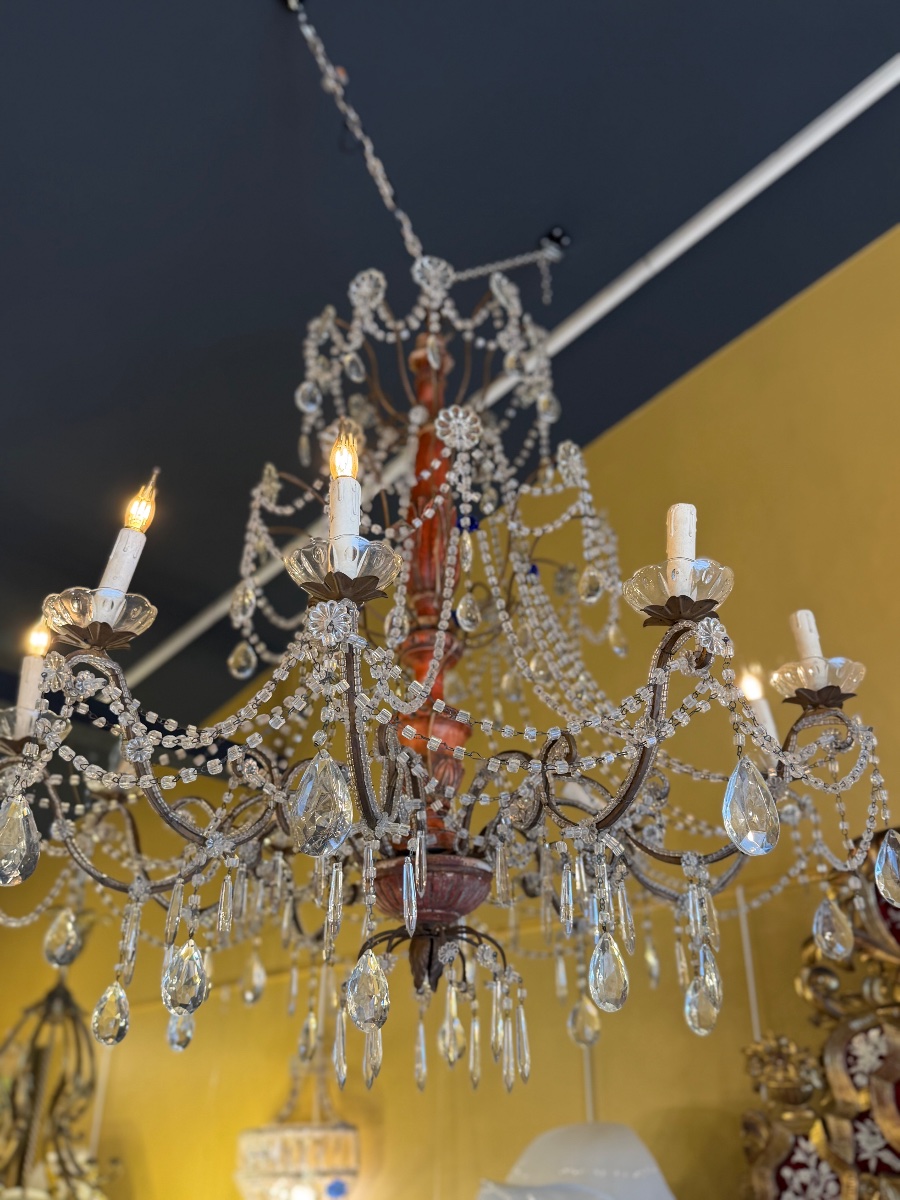 Paire de lustres génois en métal doré et cristal taillé — Italie, XIXe siècle