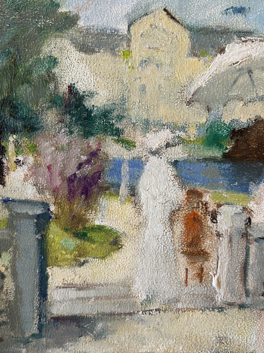 Promenade au parc, huile sur toile — Marguerite Aers, début XXe siècle-photo-1