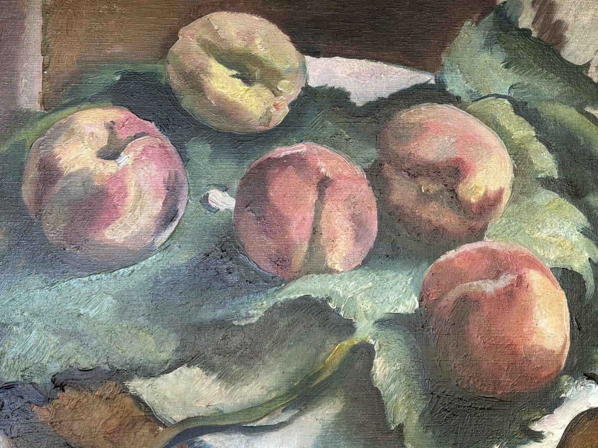 Nature morte aux pêches, huile sur toile — Jean Picart le Doux, XXe siècle-photo-3