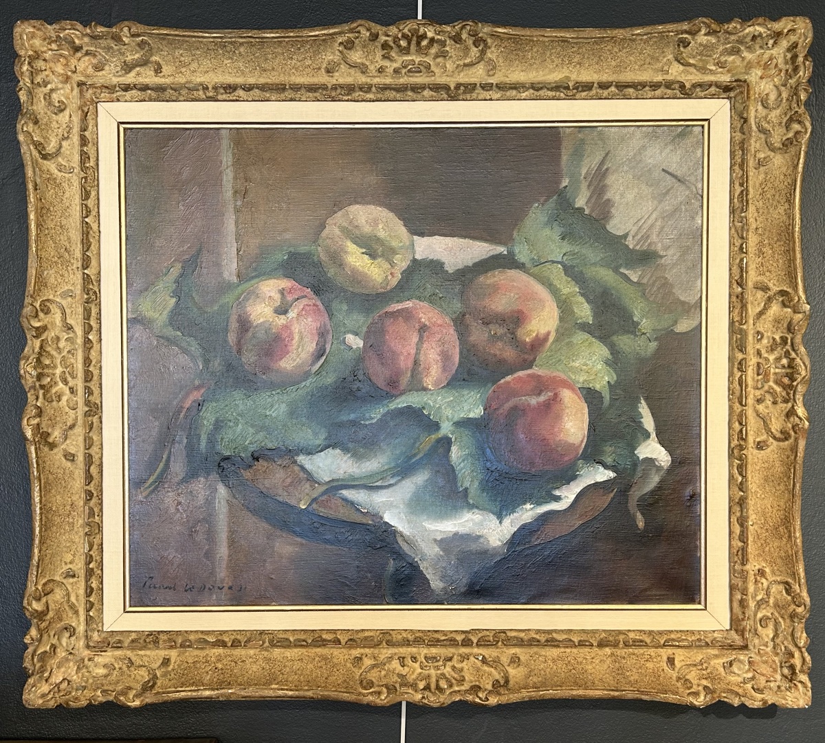 Nature morte aux pêches, huile sur toile — Jean Picart le Doux, XXe siècle