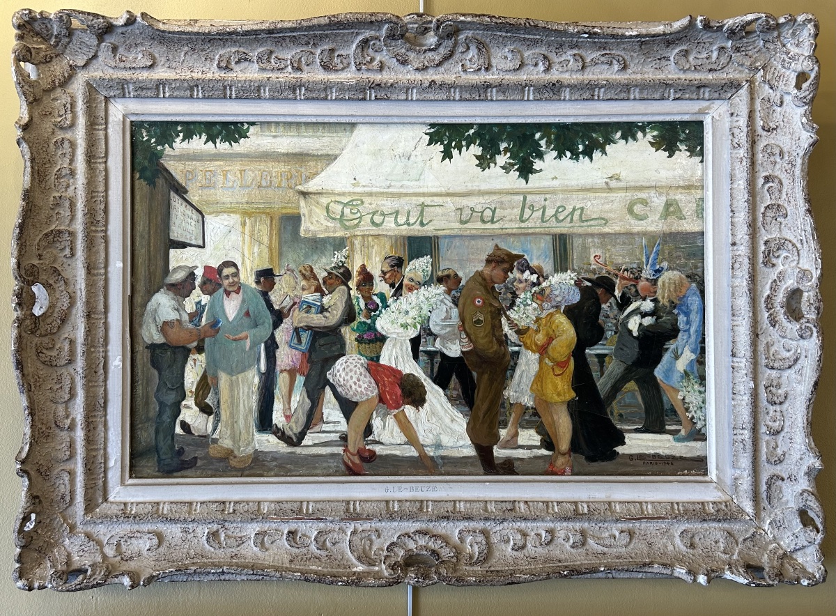 Gaston LE BEUZE (actif circa 1940-1950) - Tout va bien café, 1946