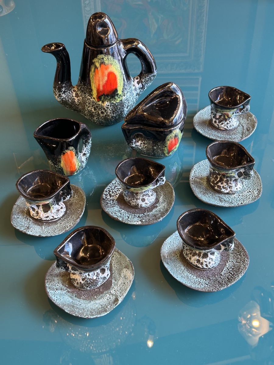 Ceramic Coffee Set From Vallauris, 20th Century-photo-3