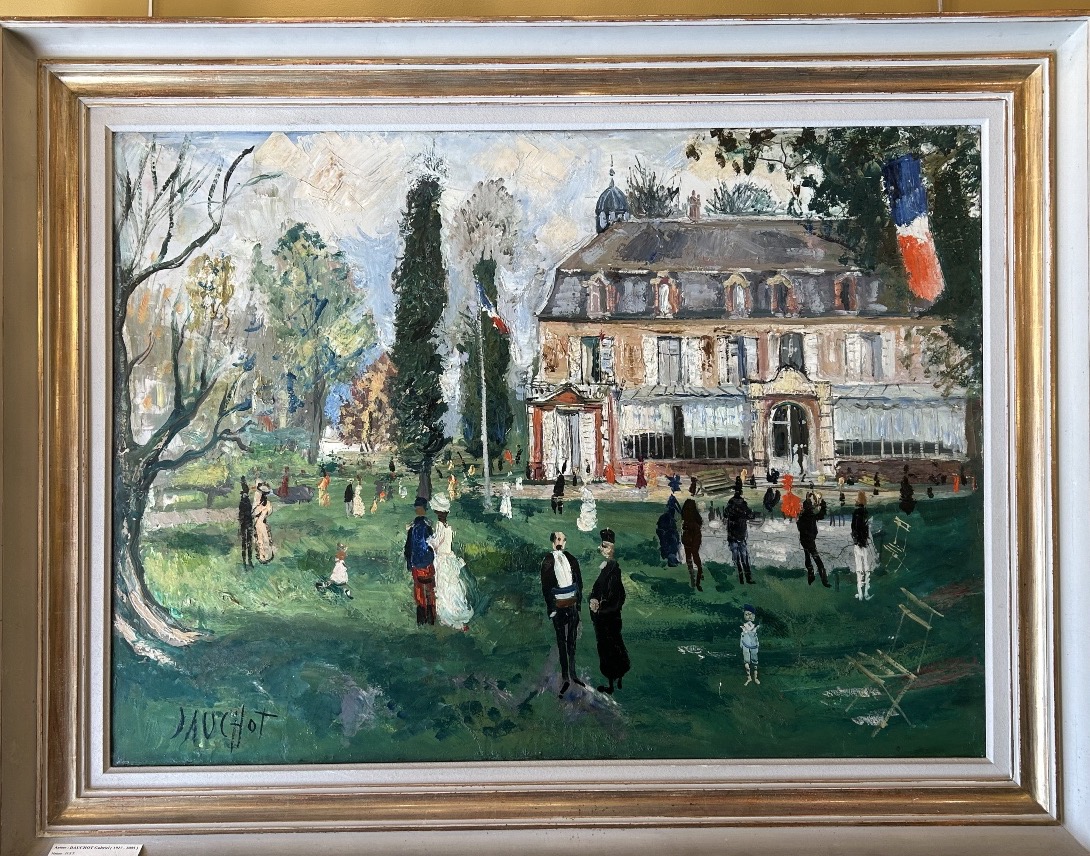 Gabriel Dauchot (1927–2005), Garden Party At The Château De Beaufresn, Oil On Canvas