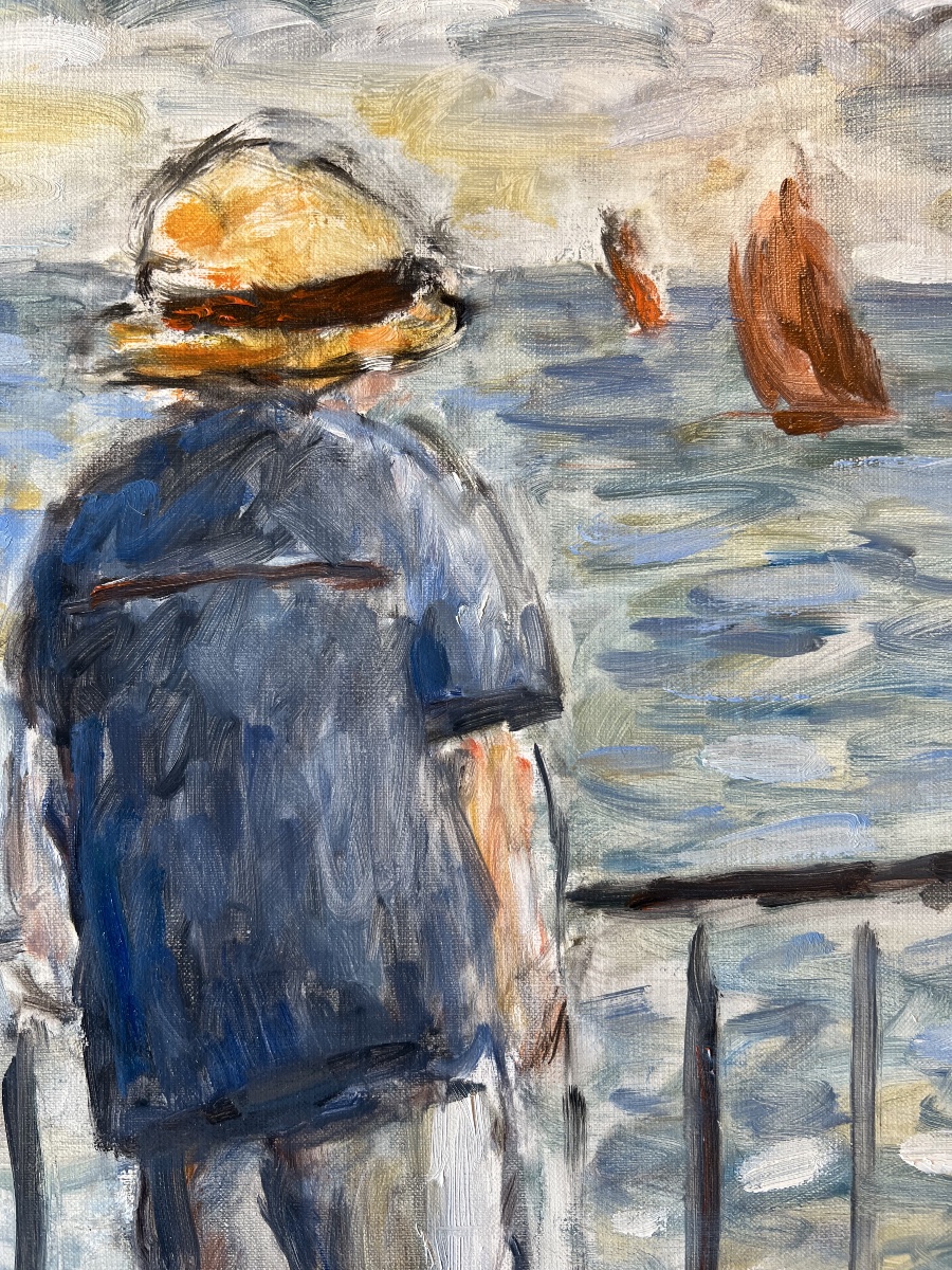 Jean-Jacques RENÉ (né en 1943), Femme devant la mer-photo-4
