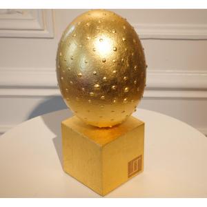 Ostrich Egg Gilded With Gold Leaf
