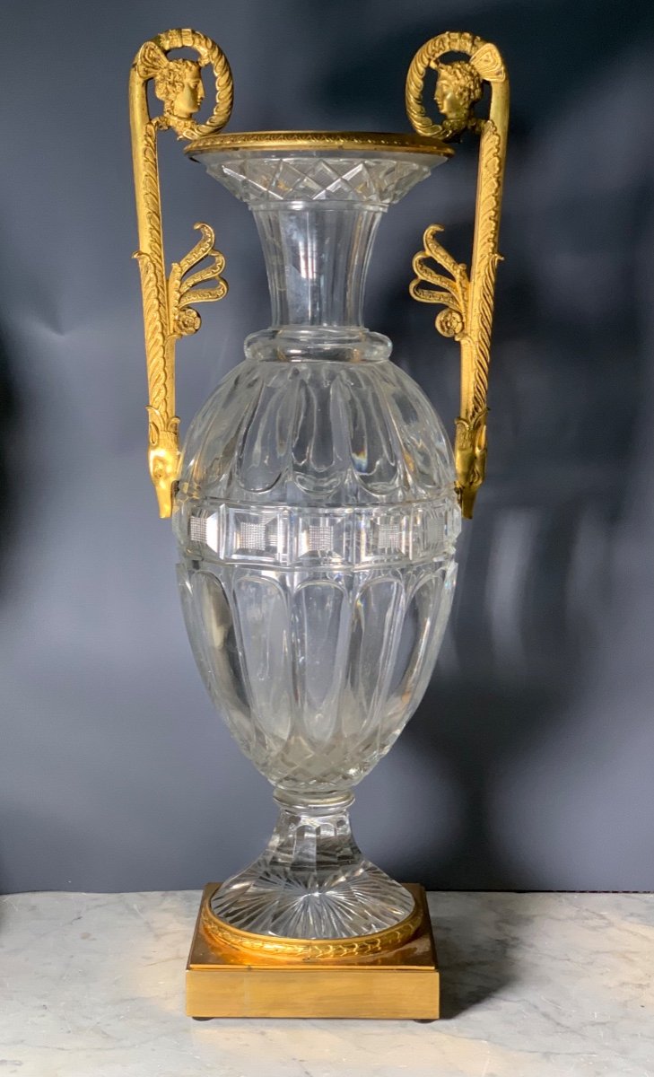 Directoire Crystal Vase, Bronze Mount « wolf’s Heads »  Attr Thomire-photo-2