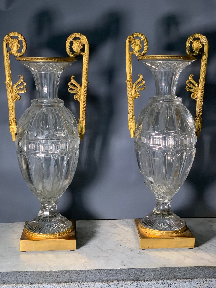 Directoire Crystal Vase, Bronze Mount « wolf’s Heads »  Attr Thomire-photo-1