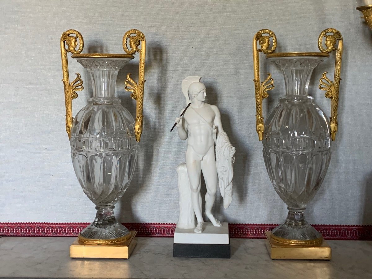 Directoire Crystal Vase, Bronze Mount « wolf’s Heads »  Attr Thomire-photo-3