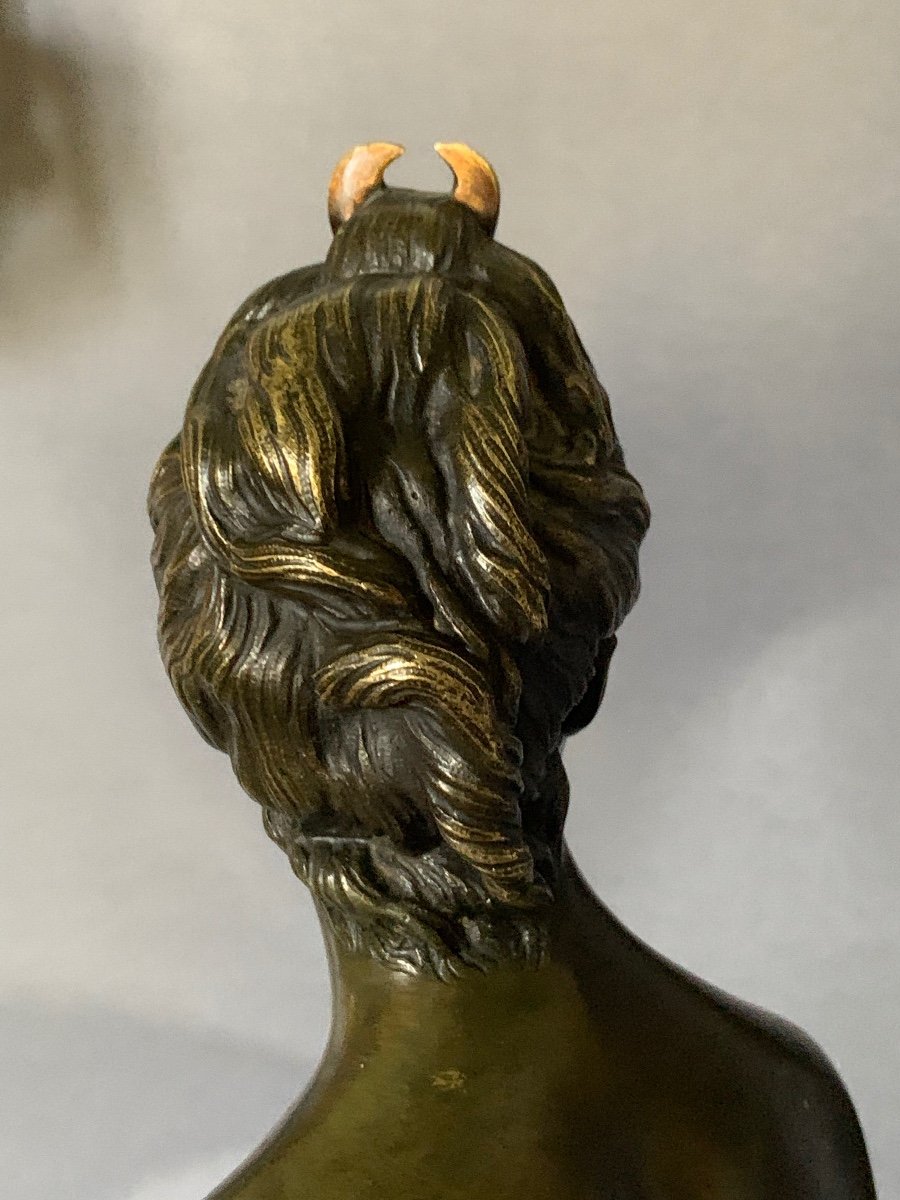 Diane, d’après J. A. Houdon , sculpture Bronze XIXeme , Belle Patine -photo-1