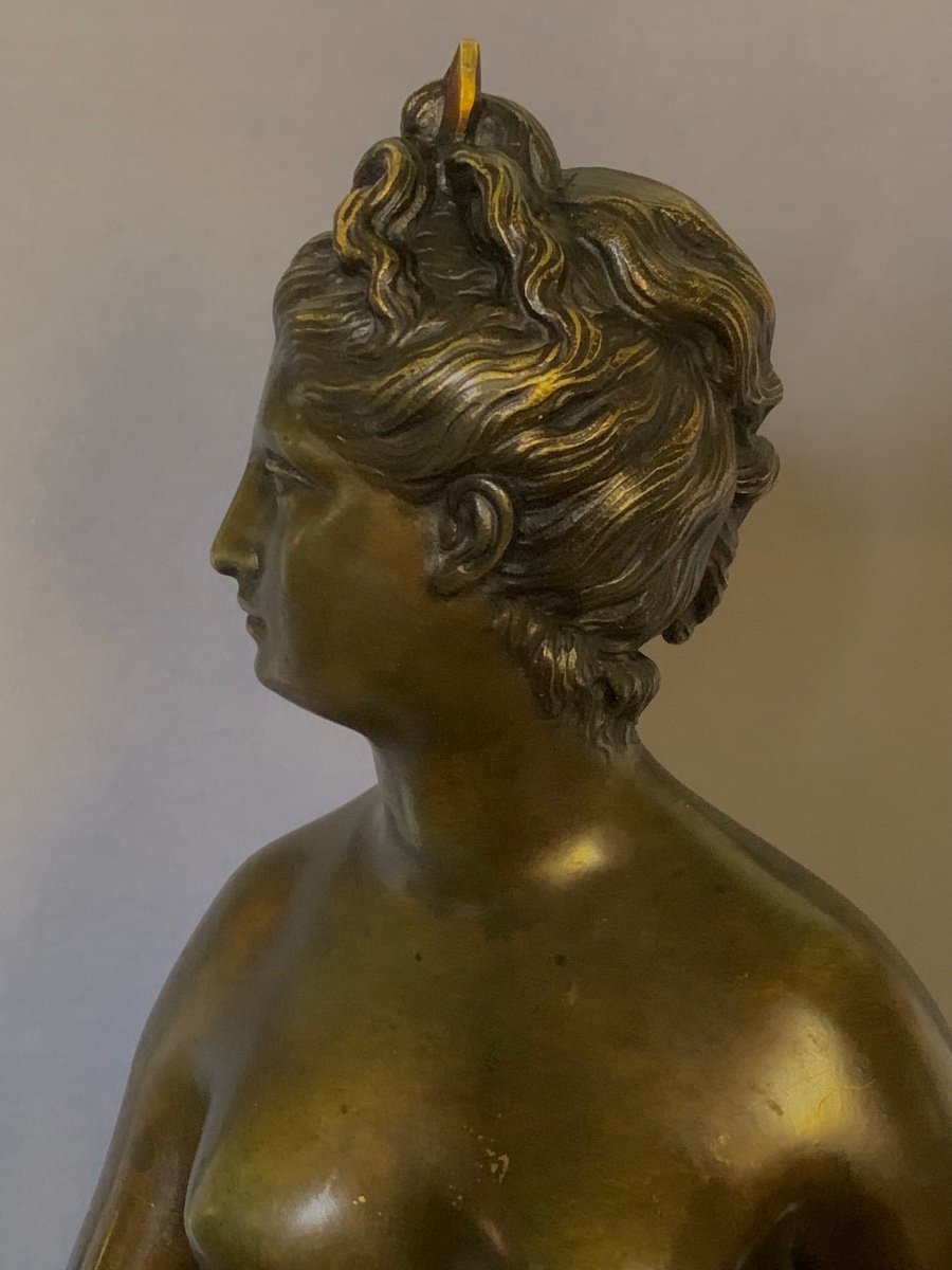 Diane, After. J.a.  Houdon, 19th  Century Bronze Sculpture, Nice  Patina-photo-2