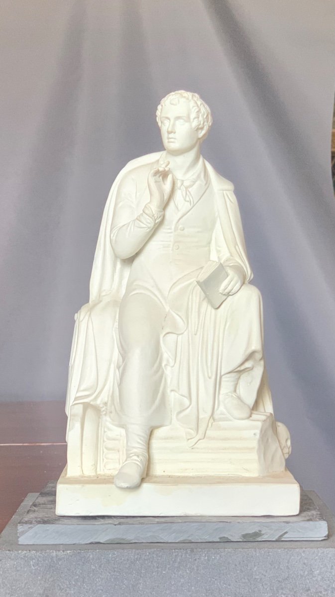 Lord Byron , Figurine en Biscuit, D’après Thorvaldsen , Biscuit Royal Copenhaguen -photo-2