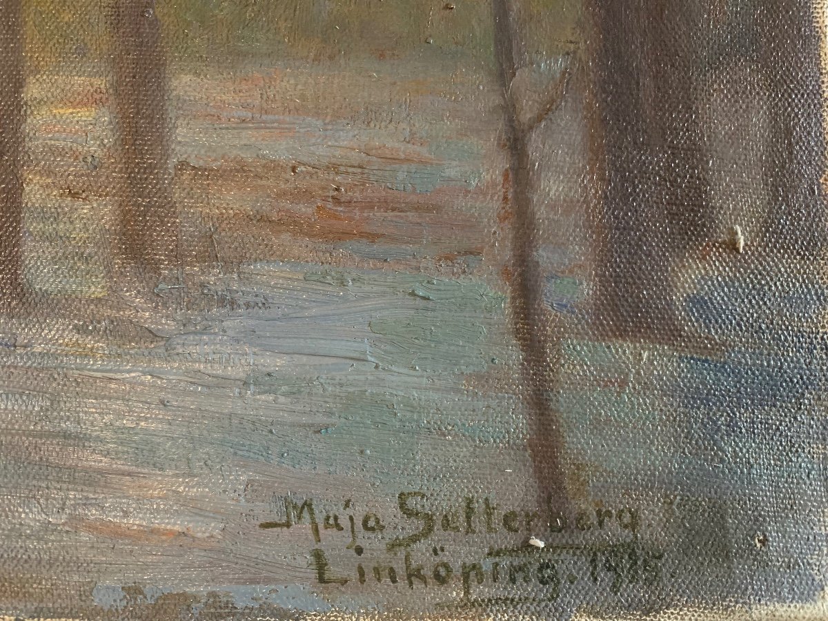 Winter Night, Maja Settelberg, 1915 Oil On Canvas-photo-4
