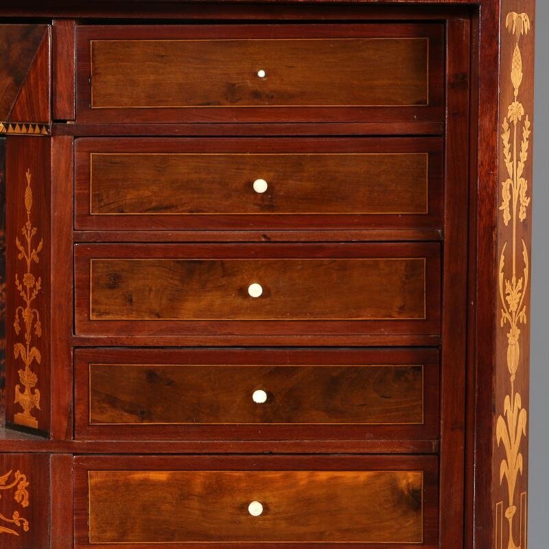 Architectural Secretair, Mahogany And Birch, Balticum, Early 19th Cent. -photo-2