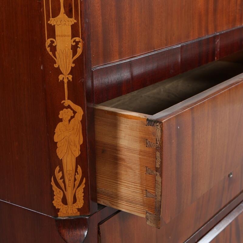 Architectural Secretair, Mahogany And Birch, Balticum, Early 19th Cent. -photo-3