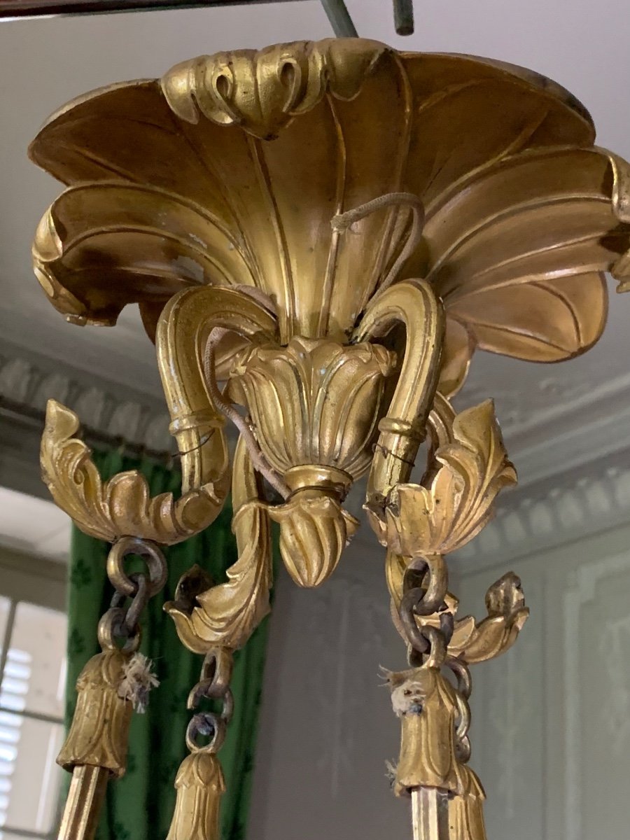 Romantic Chandelier , Gilt Bronze, Sweden 1840-photo-4