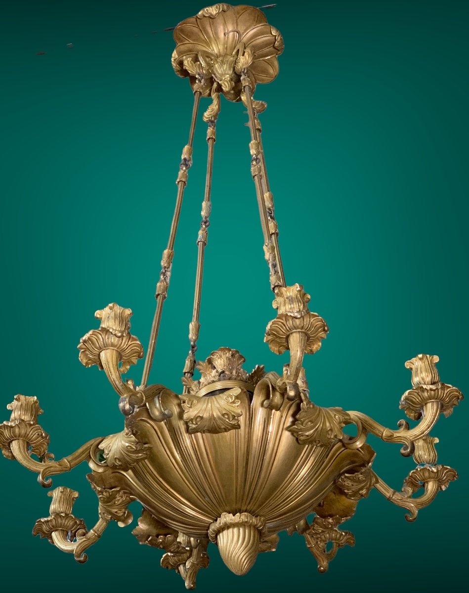 Romantic Chandelier , Gilt Bronze, Sweden 1840