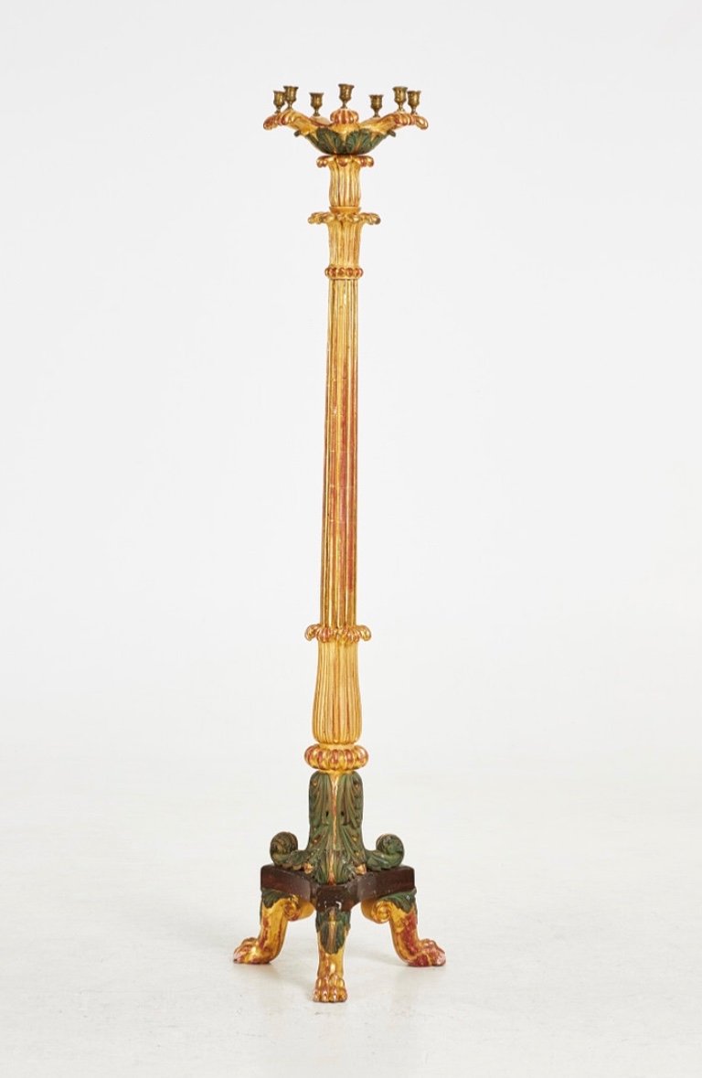 Palace Torchère, Carved, Gilded And Patinated Wood, Sweden, Gustavian Period -photo-2