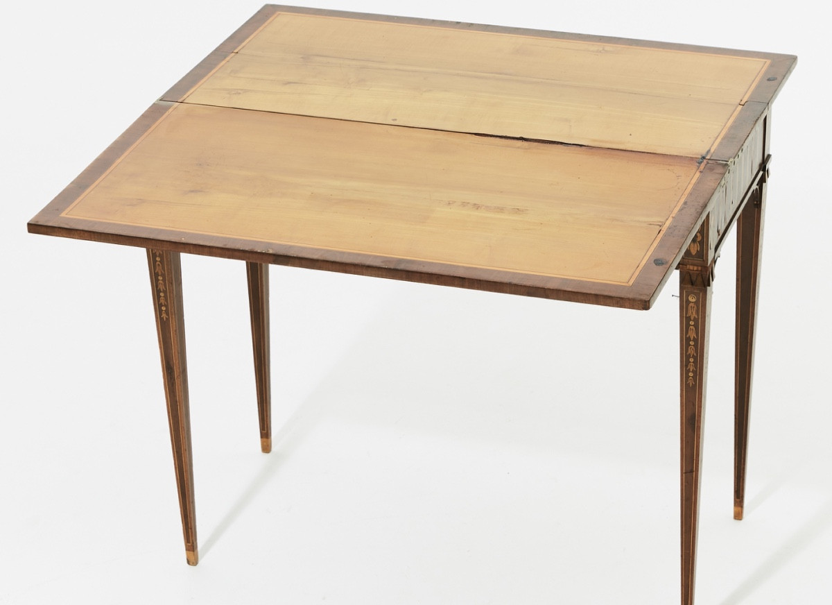 Gustavian Style Game Table, Amaranth, Rosewood And Maple Veneer -photo-3