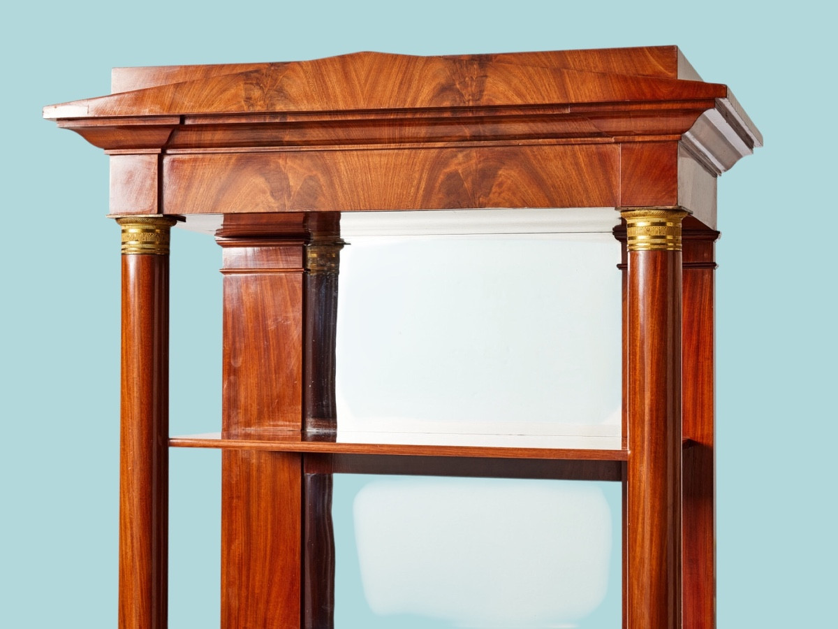 Étagère  à colonnes Empire, Acajou et miroir , Suède vers 1840 -photo-2