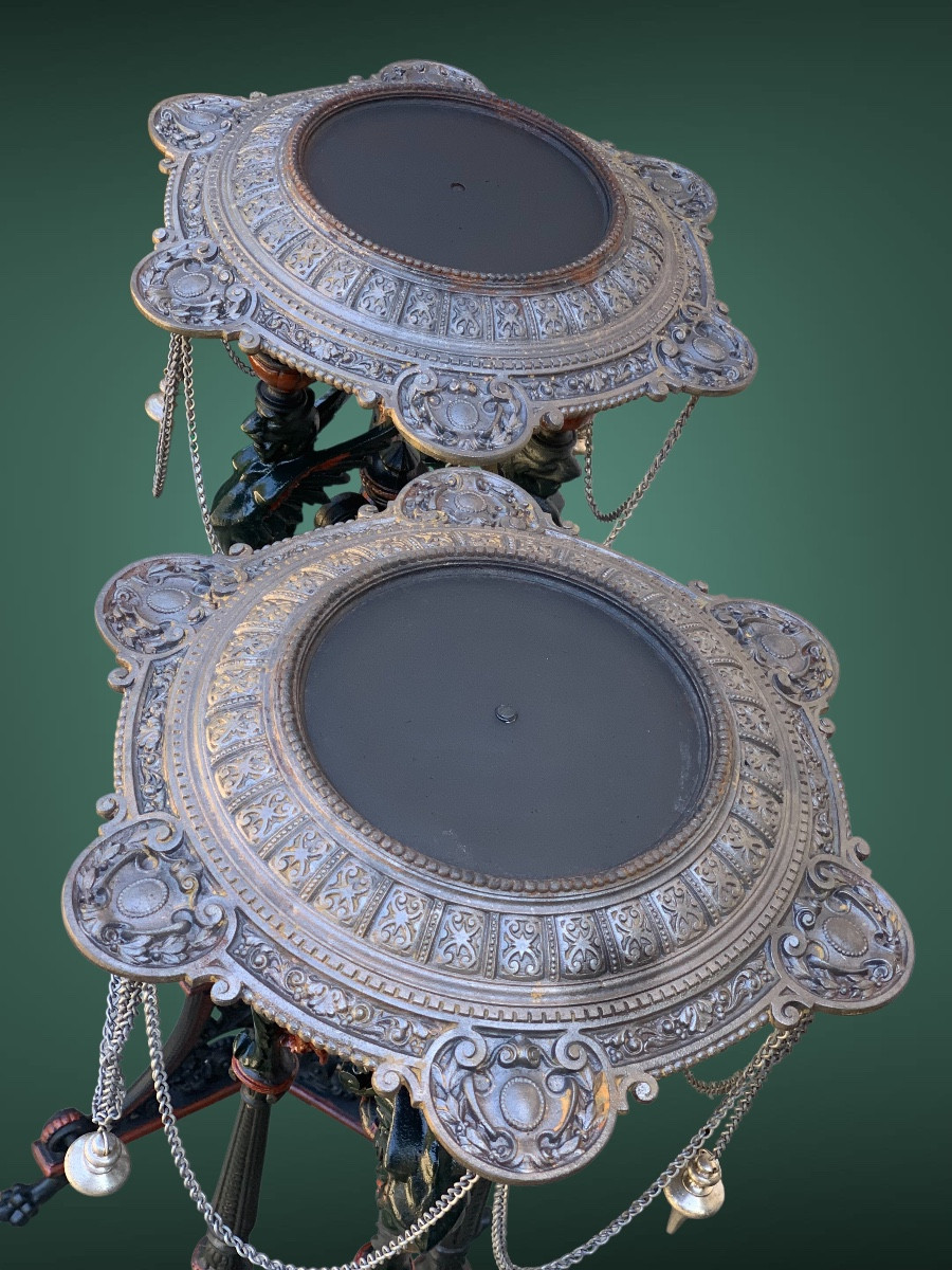 Pair Of Cast Iron Stands, Neo-pompeian Decor, Napoleon III Period-photo-4