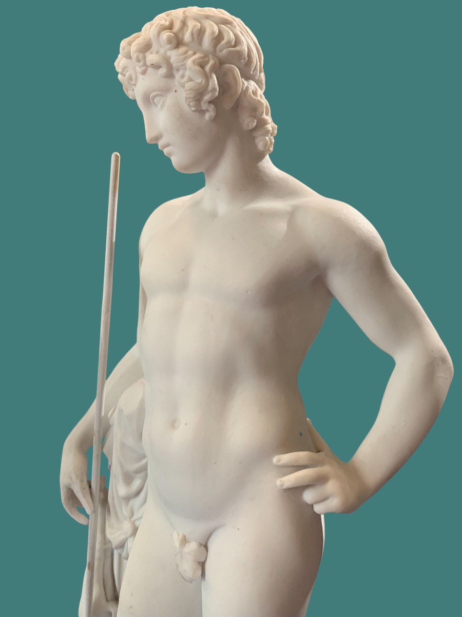 Adonis, Bisque Figurine After Thorvaldsen, Royal Copenhagen Manufactory-photo-3