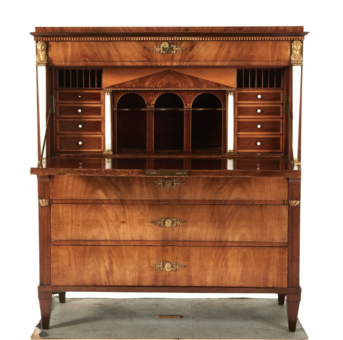 Mahogany And  Marble Gustavian Secretair ,sweden, Circa 1800, Signed Carl Hendric Blom -photo-2