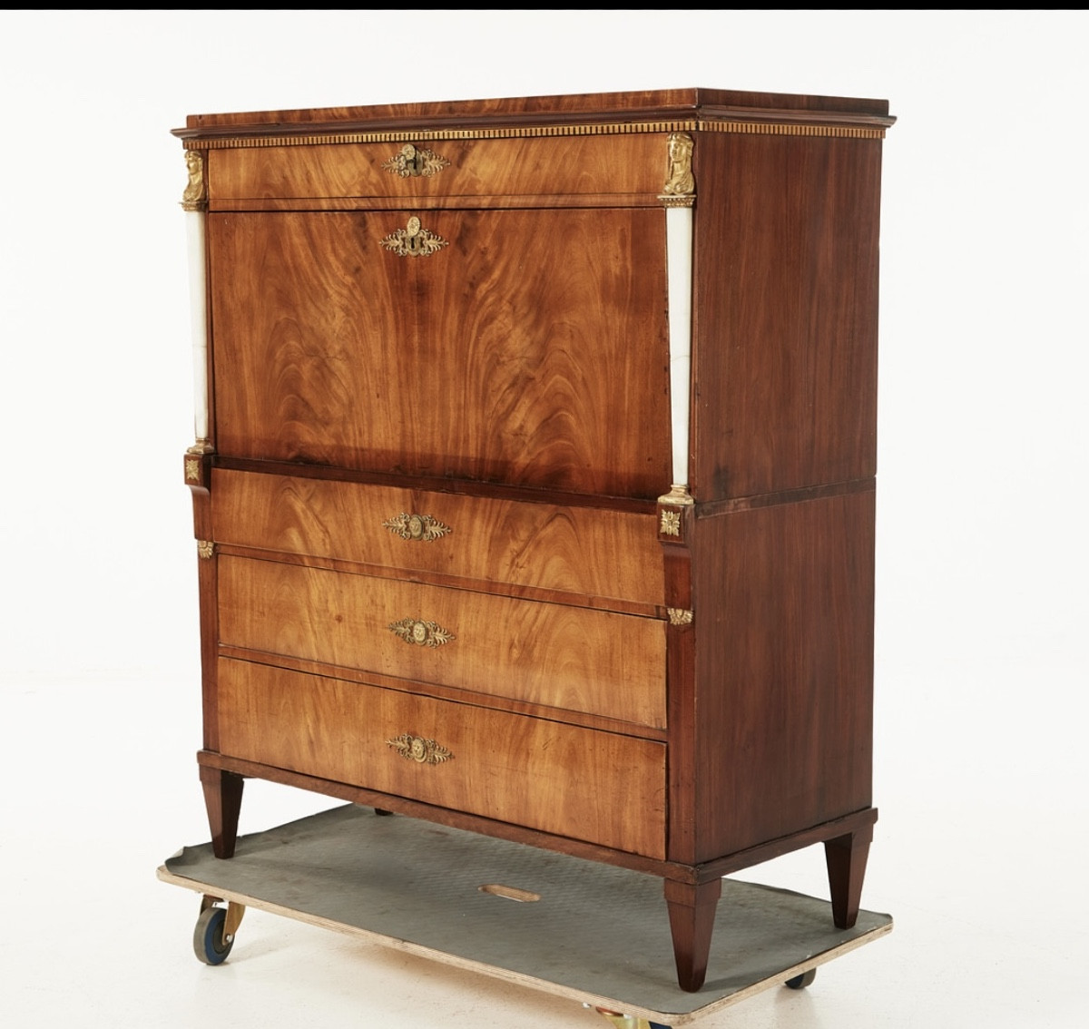 Mahogany And  Marble Gustavian Secretair ,sweden, Circa 1800, Signed Carl Hendric Blom -photo-3