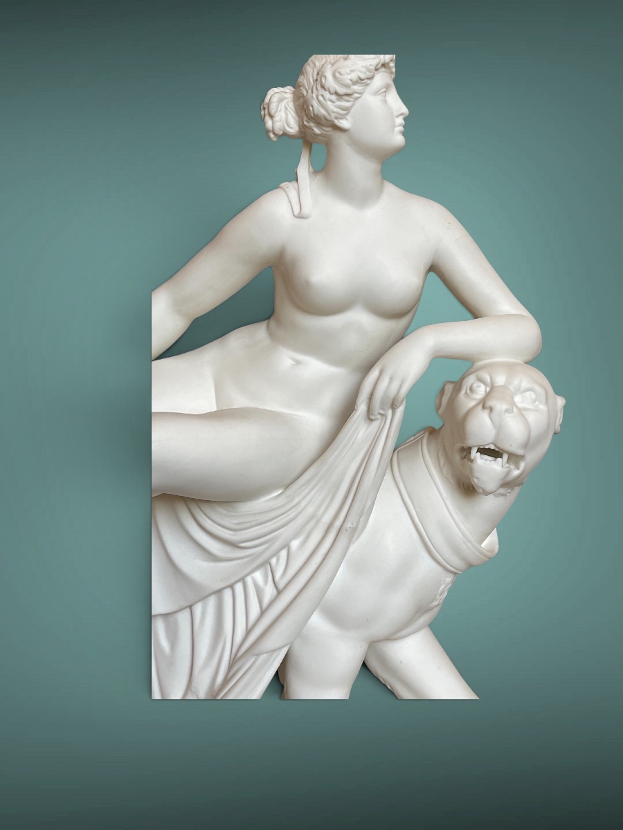 « Ariane sur sa Panthère » d’après Dannecker, Biscuit  Gustavsberg, sur socle, fin XIX eme -photo-2