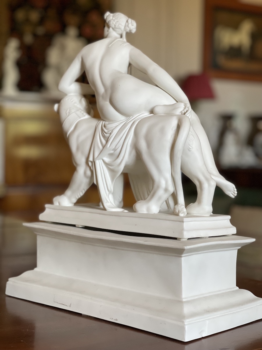 « Ariane sur sa Panthère » d’après Dannecker, Biscuit  Gustavsberg, sur socle, fin XIX eme -photo-4