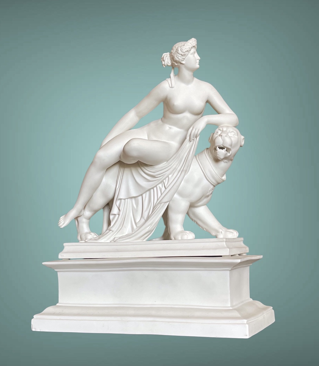 « Ariane sur sa Panthère » d’après Dannecker, Biscuit  Gustavsberg, sur socle, fin XIX eme 