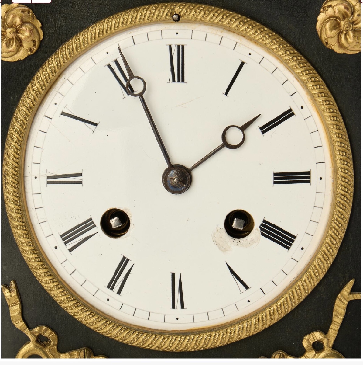 Gilded Bronze And Patina Clock, Signed Baschet-baullier, Restoration Period -photo-4