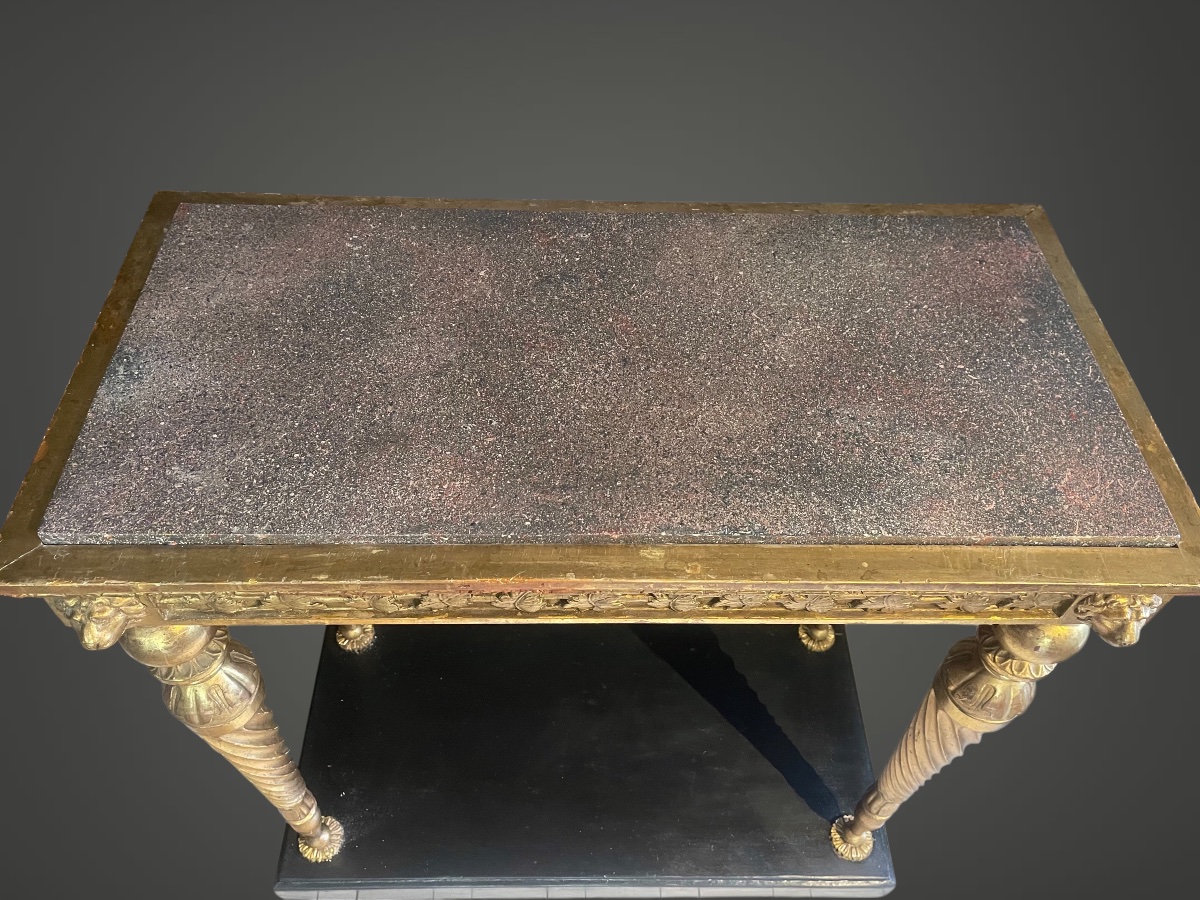 Gustavian-style Center-table Or Console With Lions, Top  Imitated Porphyry,  Attr. Jonas Frisk -photo-4
